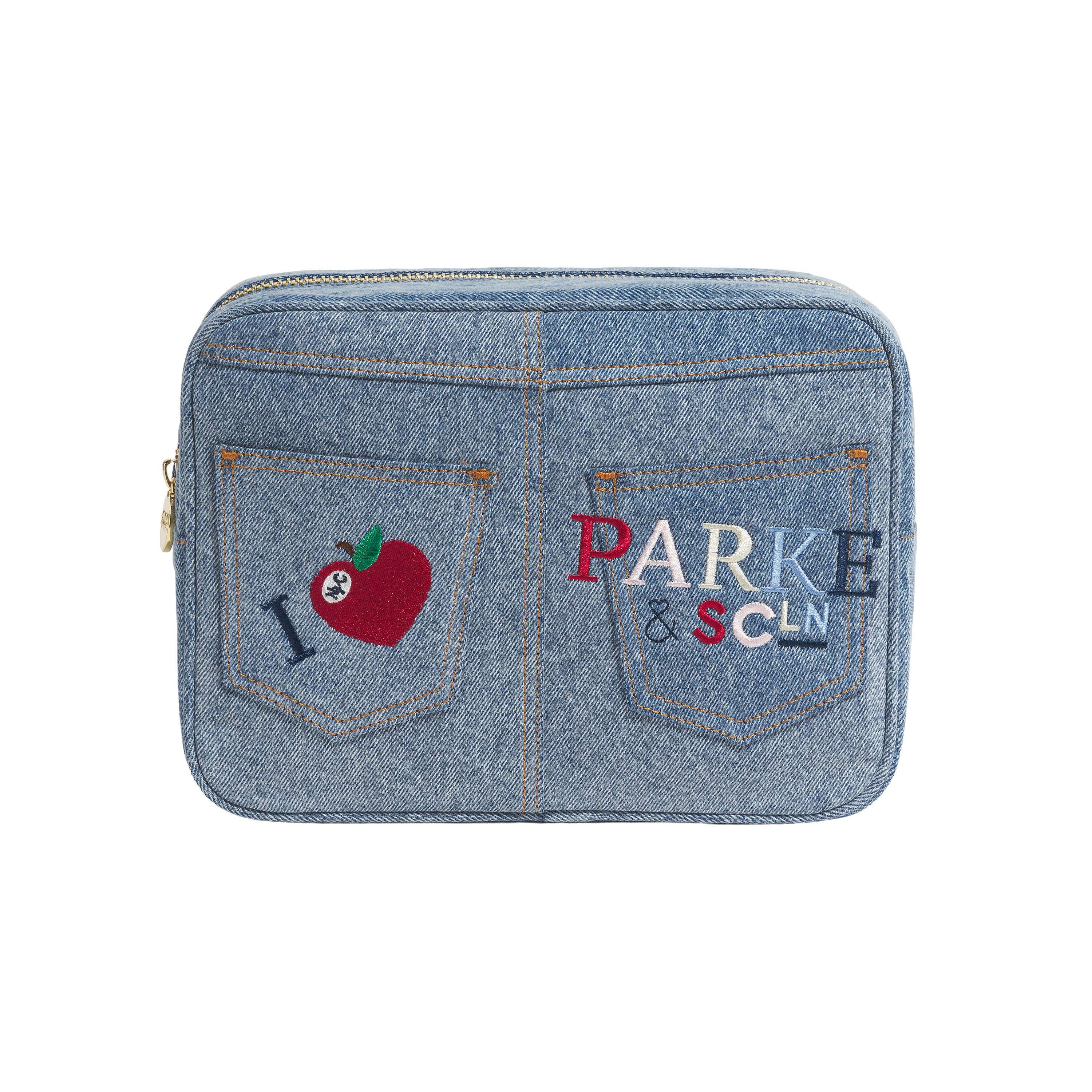 SCL x Parke Large Pouch flat lay -vintage wash
