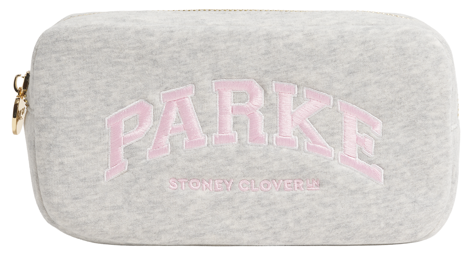 Small Pouch flat lay -classic grey + pink