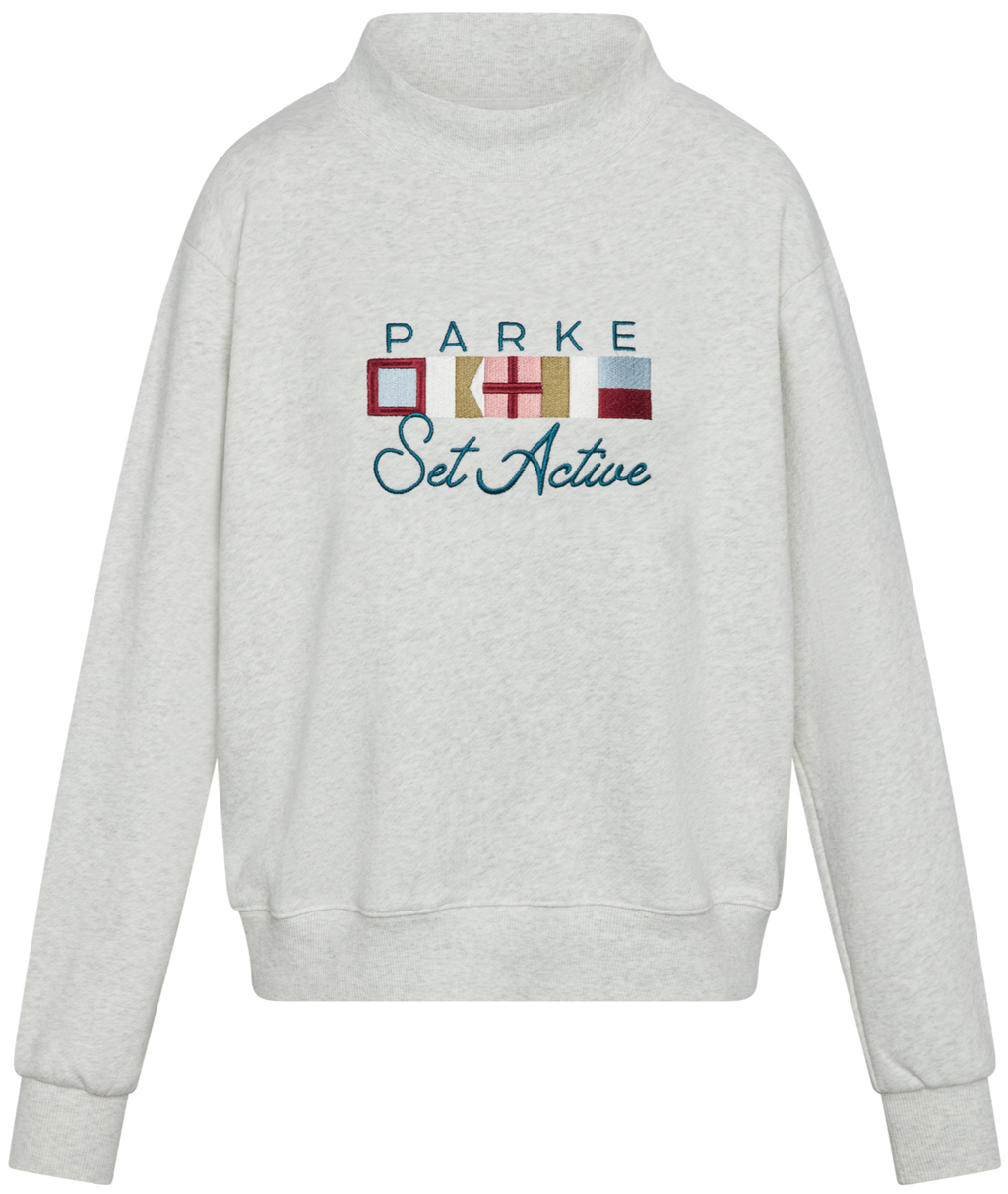 Parke x SET Flagship Mockneck flat lay -heather grey