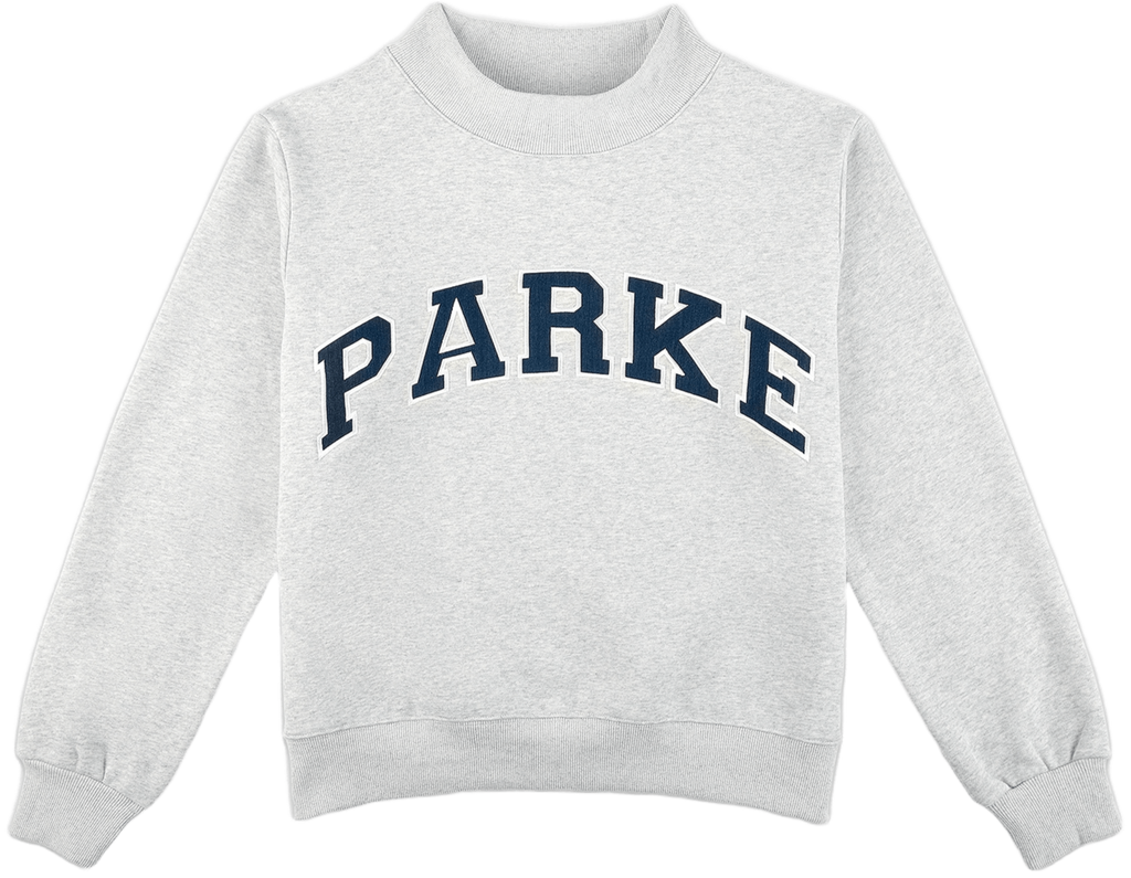 varsity mockneck flat lay -classic grey + navy