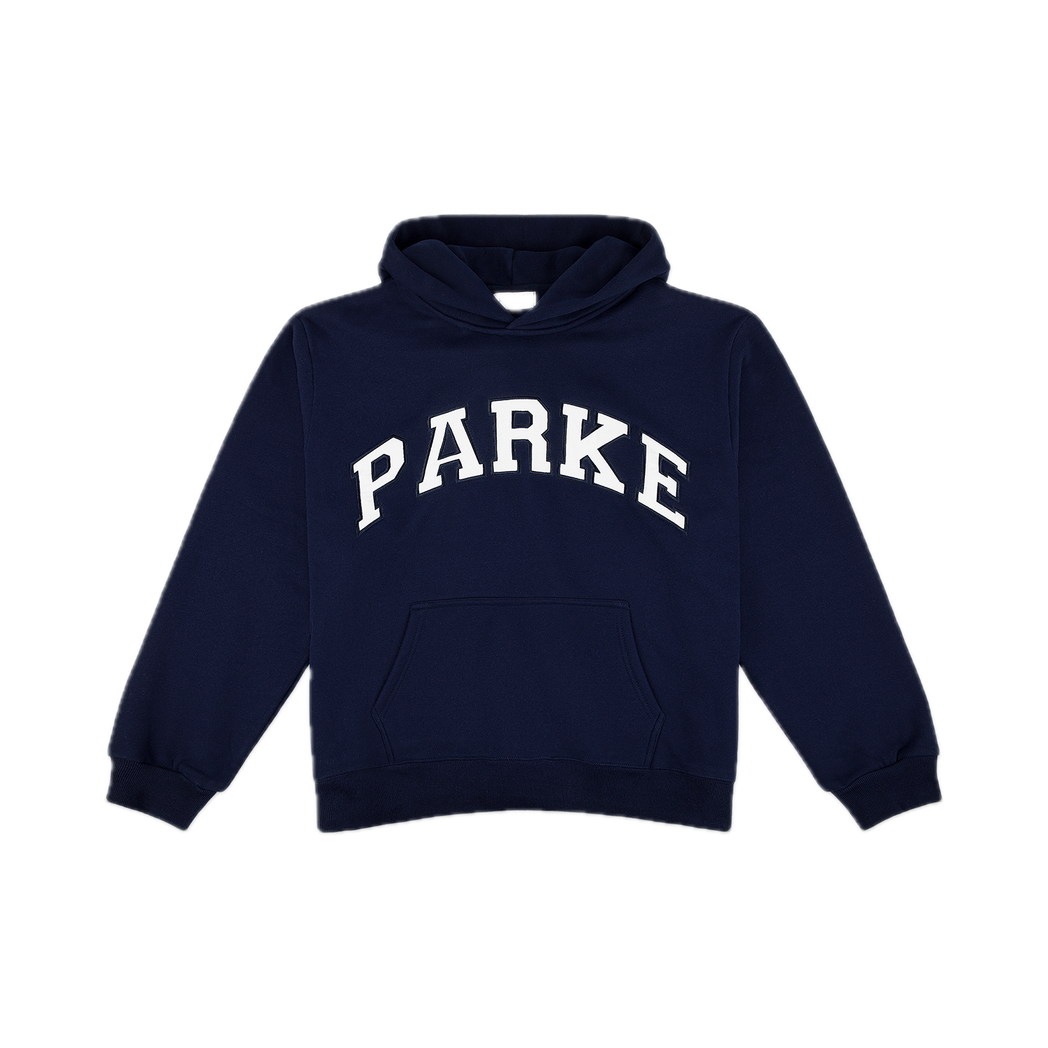 varsity hoodie sweatshirt flat lay - navy + white