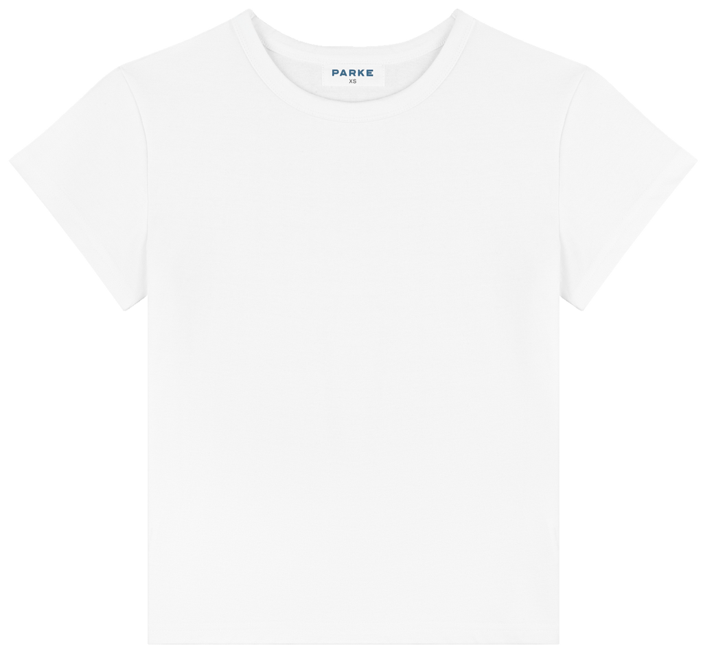 core tee flat lay -white